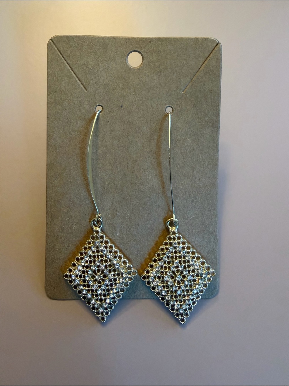 Gold Tone Filigree Diamond Drop Earrings - Women Jewelry